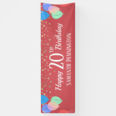幸せな20誕生日紙吹雪とバルーン 横断幕 (縦)