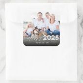 幸せな2025年！大胆で新しい年のはがき写真の休日 スクエアシール (バッグ)