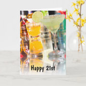 幸せな21日=パーティー楽しむ祝の日 カード (黄色い花)