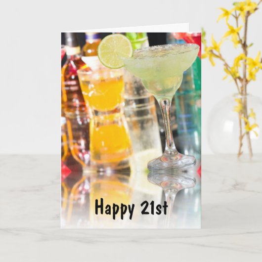 幸せな21日=パーティー楽しむ祝の日 カード (黄色い花)