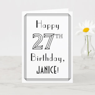 幸せな27誕生日、アールデコスタイル(名前をカスタムする付き) カード