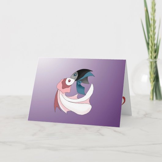 幸せな2～3匹の魚のグリーティングカード カード (正面)