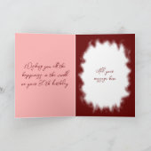 幸せな30歳の誕生日の花バーガンディ写真 カード (内部)