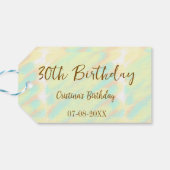 幸せな30歳の誕生日イエローオレンジ色の水色のモダー ギフトタグ (裏面横)
