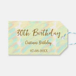 幸せな30歳の誕生日イエローオレンジ色の水色のモダー ギフトタグ