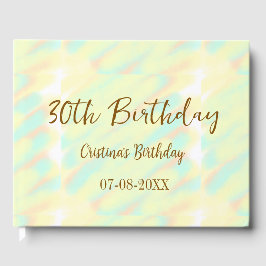 幸せな30歳の誕生日イエローオレンジ色の水色のモダー ゲストブック