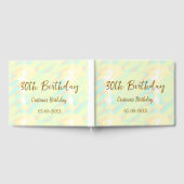 幸せな30歳の誕生日イエローオレンジ色の水色のモダー ゲストブック (全面)