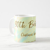 幸せな30歳の誕生日イエローオレンジ色の水色のモダー コーヒーマグカップ (正面左)