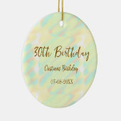 幸せな30歳の誕生日イエローオレンジ色の水色のモダー セラミックオーナメント (右)