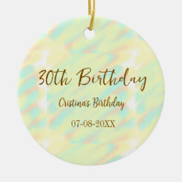 幸せな30歳の誕生日イエローオレンジ色の水色のモダー セラミックオーナメント