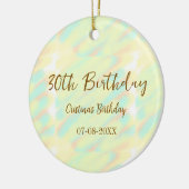 幸せな30歳の誕生日イエローオレンジ色の水色のモダー セラミックオーナメント (左)