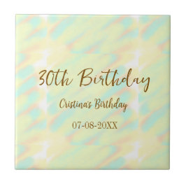 幸せな30歳の誕生日イエローオレンジ色の水色のモダー タイル