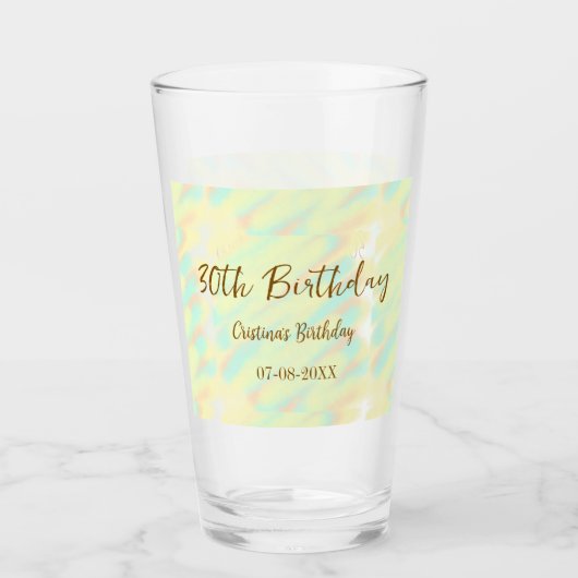 幸せな30歳の誕生日イエローオレンジ色の水色のモダー タンブラーグラス (正面)