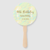 幸せな30歳の誕生日イエローオレンジ色の水色のモダー ハンドファン (裏面)