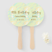 幸せな30歳の誕生日イエローオレンジ色の水色のモダー ハンドファン (正面&裏面)