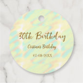 幸せな30歳の誕生日イエローオレンジ色の水色のモダー フェイバータグ (裏面)
