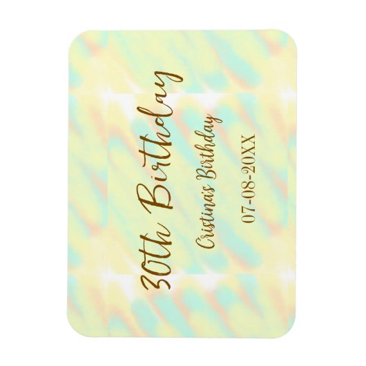 幸せな30歳の誕生日イエローオレンジ色の水色のモダー マグネット (縦)