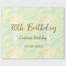 幸せな30歳の誕生日イエローオレンジ色の水色のモダー ラッピングペーパー