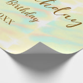 幸せな30歳の誕生日イエローオレンジ色の水色のモダー ラッピングペーパー (角)