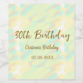 幸せな30歳の誕生日イエローオレンジ色の水色のモダー ワインラベル (シングルラベル)