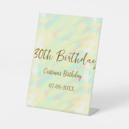 幸せな30歳の誕生日イエローオレンジ色の水色のモダー 台座サイン