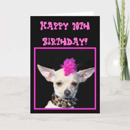 幸せな30th誕生日チワフアパンクのグリーティングカード カード (正面)
