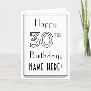 幸せな30th誕生日、アールデコスタイルと名前をカスタムする カード