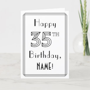 幸せな35誕生日、アールデコスタイル(名前をカスタムする付き) カード