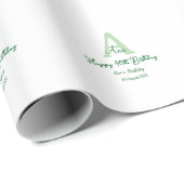 幸せな40th誕生日の緑の名前モノグラムを追加モダン ラッピングペーパー (ロールコーナー)