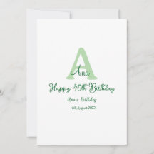 幸せな40th誕生日の緑の名前モノグラムを追加モダン