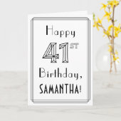 幸せな41番目の誕生日、アールデコスタイル(名前をカスタムする付き) カード (黄色い花)