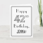 幸せな42番目の誕生日、アールデコスタイルと名前をカスタムする カード (正面)