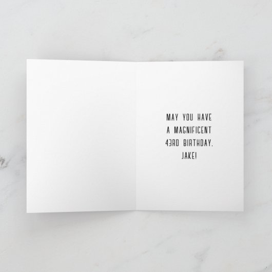 幸せな43番目の誕生日、アールデコスタイルと名前をカスタムする カード (内部)