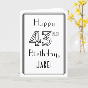 幸せな43番目の誕生日、アールデコスタイルと名前をカスタムする カード