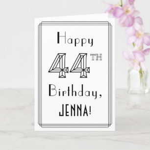 幸せな44番目の誕生日、アールデコスタイルと名前をカスタムする カード