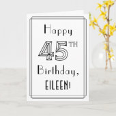 幸せな45番目の誕生日、アールデコスタイルと名前をカスタムする カード (黄色い花)