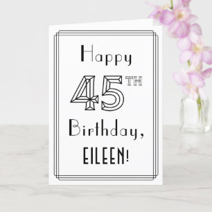 幸せな45番目の誕生日、アールデコスタイルと名前をカスタムする カード