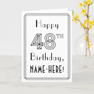 幸せな48誕生日、アールデコスタイル(名前をカスタムする付き) カード