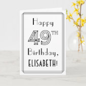 幸せな49誕生日、アールデコスタイル(名前をカスタムする付き) カード (黄色い花)