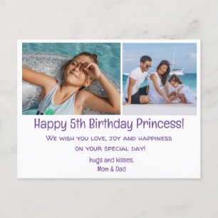 幸せな5歳の誕生日、2つの写真家族 ポストカード