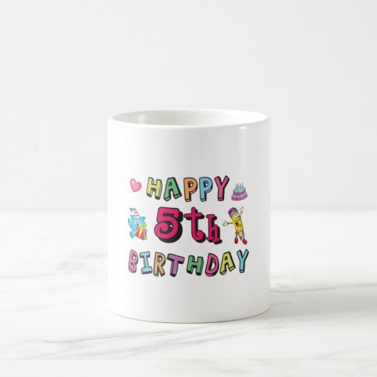 幸せな5誕生日5歳のb日の願い コーヒーマグカップ (中央)