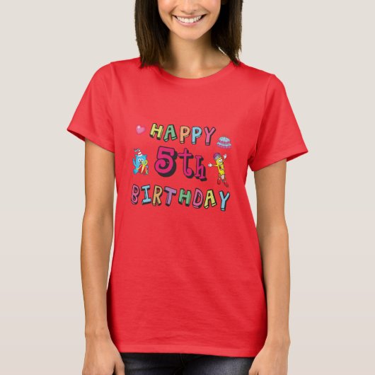 幸せな5誕生日5歳のb日の願い tシャツ (正面)