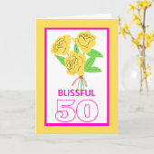 幸せな50周年 ゴールド 結婚記念日のバラ カード (黄色い花)