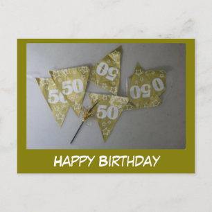 幸せな50番目の誕生日の顧客。文字はがき シーズンポストカード