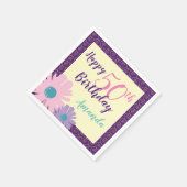 幸せな50誕生日フローラ花 スタンダードカクテルナプキン (角)