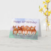 幸せな50誕生日、corgi dogs birthday card カード (黄色い花)