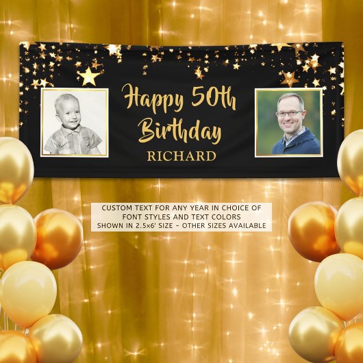 幸せな50誕生日Then & Now Photos Stars 横断幕