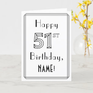 幸せな51番目の誕生日、アールデコスタイル(名前をカスタムする付き) カード
