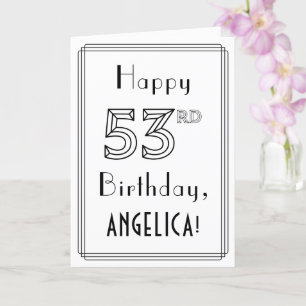 幸せな53番目の誕生日、アールデコスタイルと名前をカスタムする カード