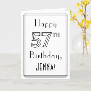 幸せな57誕生日、アールデコスタイル(名前をカスタムする付き) カード